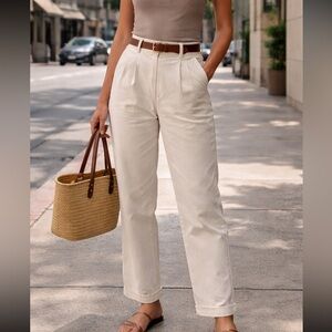 Lands' End Cream Straight Leg Women's Pants